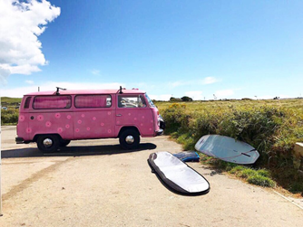 Pink VW Camper Van