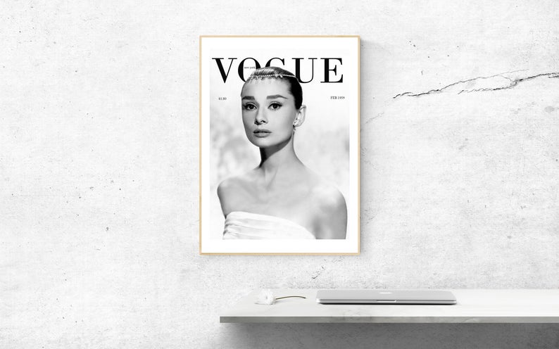 Black and White Vintage 50's Vogue Cover