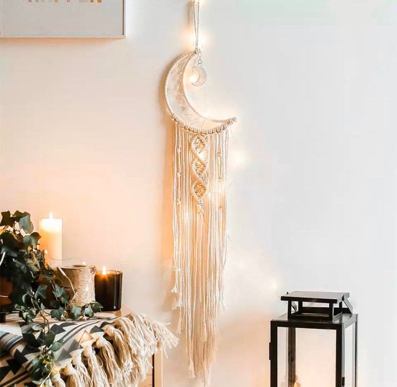 Crescent Moon Macrame Wall Hanging Tapestry